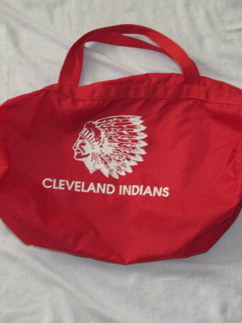 Vintage Cleveland Indians Chief Red Nylon Gym Duffel Bag